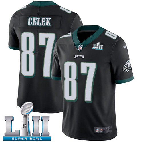 Nike Eagles #87 Brent Celek Black Alternate Super Bowl LII Men's Stitched NFL Vapor Untouchable Limited Jersey